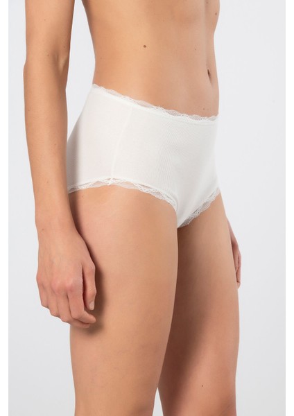 Kadın Likralı Ribana Dantelli Yüksel Bel Külot 2'li Paket modelleri