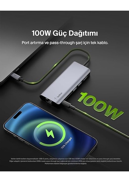Usb-C Hub, 6'sı 1 Arada Çoklu Bağlantı Noktalı Adaptör Yuvası, 4K Hdmı, Usb-C ve 100 W, Şarj Için (Passthrough), 2xusb A, Macbook Pro, Air, iPad Pro ve Xps Gibi Cihazlar Için fırsatları