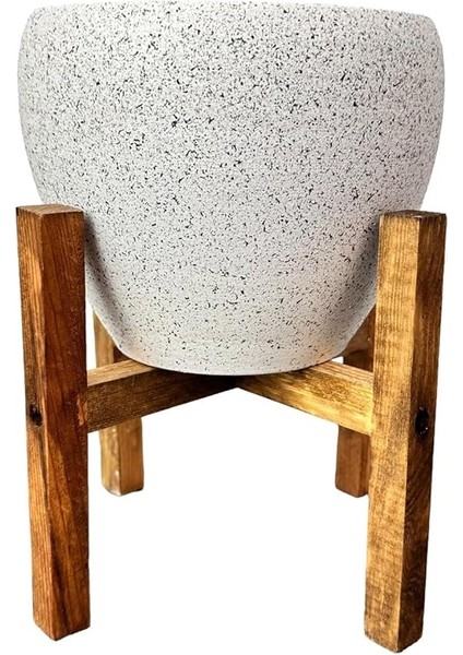 Tasarımı Ev Dekorasyon Beyaz Granit Toprak Saksı Saksılık Salon Çiçeklik 4 Ayaklı - 15 cm fırsatları