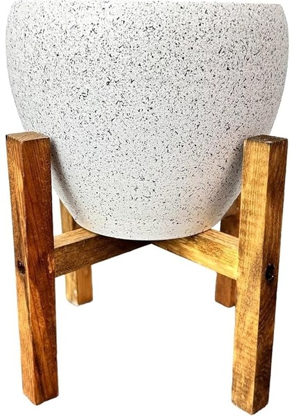 Tasarımı Ev Dekorasyon Beyaz Granit Toprak Saksı Saksılık Salon Çiçeklik 4 Ayaklı - 15 cm indirimleri