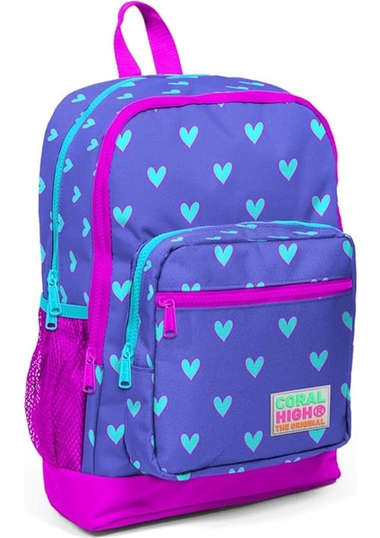 High Dört Bölmeli Lavanta Pembe Kalp Desenli 23706