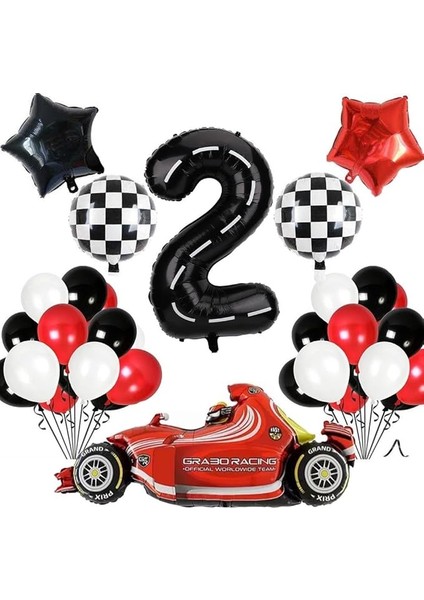 Gitti 2 Yaş Yarış Arabası Temalı Doğum Günü Parti Kutlama Balon Seti