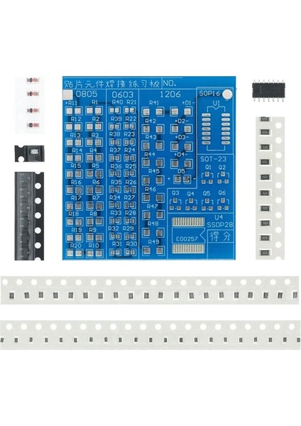 Smd Lehim Öğrenme Seti 62 Parça Smt Elektronik Eğitim Kiti Deney Pratikleme Kartı SOP14 0603 0805