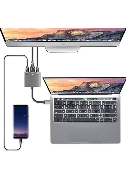 Plus PX-SW-U515 Gri Metal Type-C To 4K HDMI + USB 3.0 + Pd Şarj Çevirici Adaptör fiyatları