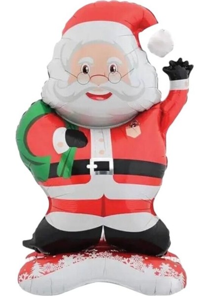 Yılbaşı Temalı Gözlüklü Noel Baba Folyo Balon, Kutlama Dekorasyonu 120X67 cm