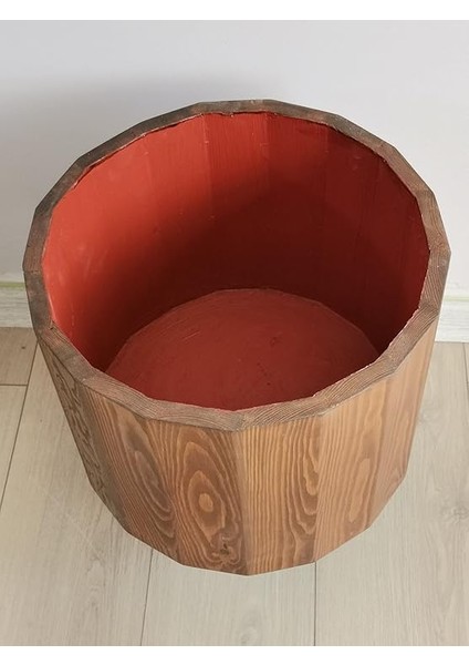 Mobilya Ahşap Ahşap Saksı Yuvarlak Büyük Boy Saksılık Kestane indirimleri