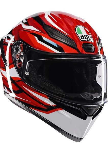 K1 S Motosiklet Kaskı Kapalı Kask Lion Black Red White S