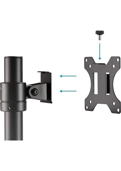 Monitör Tutucu - Masa Kelepçesi - 1 Monitör - 32 Inçe Kadar - 8 Kg'a Kadar - Vesa 75X75, 100X100 - Siyah indirimleri