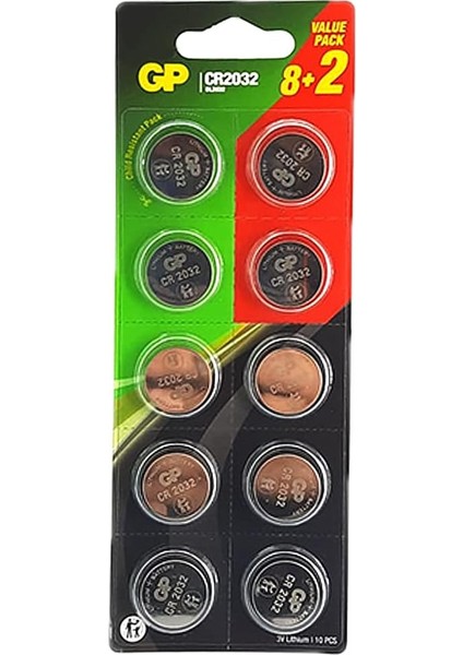 CR2032 3V Lithium Pil 10'lu Paket Düğme Pil