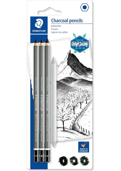 100C Sbk4 Mars Lumograph Charcoal Füzen Eskiz Kalem 4'lü Set