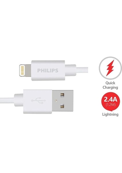 2.4A iPhone Lightning Şarj ve Data Kablosu Beyaz 1 Metre modelleri