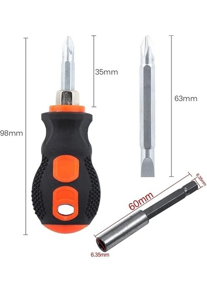 Tombul Kısa Tornavida Seti 13 Parçalı Bits Uzatma Seti 1/4 Hex Yıldız Düz modelleri