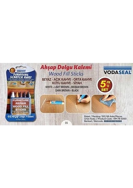 53.02.005 5'li Set Ahşap Dolgu Kalemi fiyatları