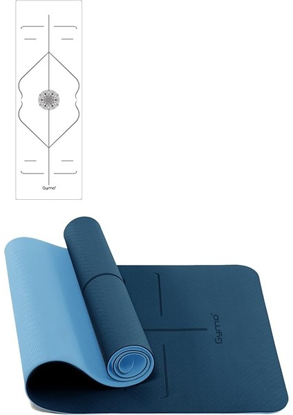 Hizalamalı 6mm Tpe Yoga Matı Pilates Minderi Mavi