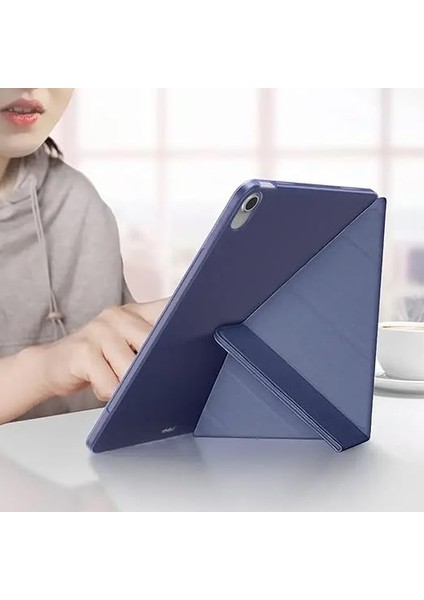 Samsung Galaxy P610 ile Uyumlu Tab S6 Lite 10.4 Kılıf Kalem Koyma Bölmeli Stand Olan Uyku Modlu Suni Deri, Yarı Transparan Silikon Arka Yüzey Ergonomik Yapılı, Attravtive Smart Cover indirimleri