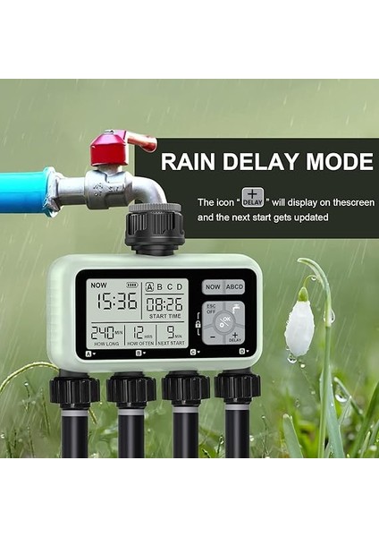 4 Bağımsız Kontrollü Çıkışlı Sulama Bilgisayarı, LCD Ekranlı Dijital Sulama Saati, Otomatik/manuel Sulama Kontrolü.. fırsatları