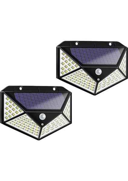 Solar Lamba 100 LED Pır Hareket Sensörlü Dış Duvar Lambası IP65 Bahçe Teras - 2 Adet modelleri