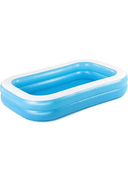 Aile Tipi ve Çocuklar Için Uygun Şişirilebilir Dikdörtgen Yüzme Havuzu, Mavi, 2.62 M x 1.75 M x 51 Cm, 778 L
