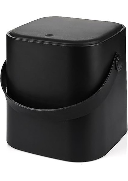 4l Mini Tezgah Üstü Çöp Kovası – Deri Tutma Saplı, Kompakt ve Şık Tasarım, Mutfak & Banyo Için, Geri Dönüşüm Dostu (Siyah, 4 Litre)