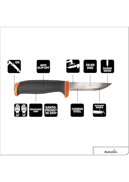 El Işi Bıçağı Hvk Gh I Çok Amaçlı Bıçak, Kaymaz Santoprene® Saplı ve Birinci Sınıf Karbon Çelikten Bıçak I Iş Pantolonu Için Kılıf ve Tutucu Dahil I 380210 modelleri