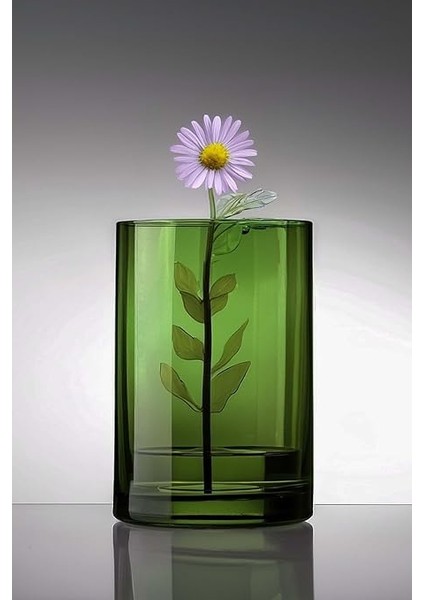 Dekoratif Koyu Yeşil Cam Vazo Canlı Kuru Çiçek Mumluk Dekorasyon Vazo 12X18 cm fiyatları