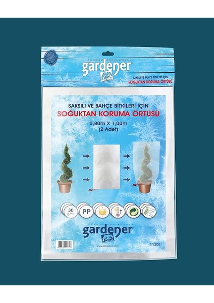 11301 Saksılı Bitkiler Için Soğuktan Koruma Örtüsü 30 G - 0,8 M x 1 M (Paket Içeriği 2 Adettir)