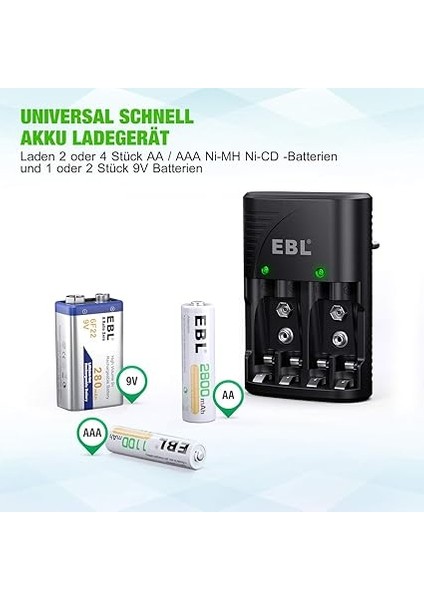 Nı-Mh Aa/aaa ve 9V Piller Için Hızlı Şarj Cihazı - 4 Yönlü LED Ekranlı Şarj Cihazı 6802 fırsatları