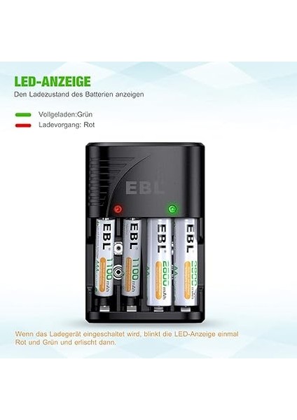 Nı-Mh Aa/aaa ve 9V Piller Için Hızlı Şarj Cihazı - 4 Yönlü LED Ekranlı Şarj Cihazı 6802 indirimleri