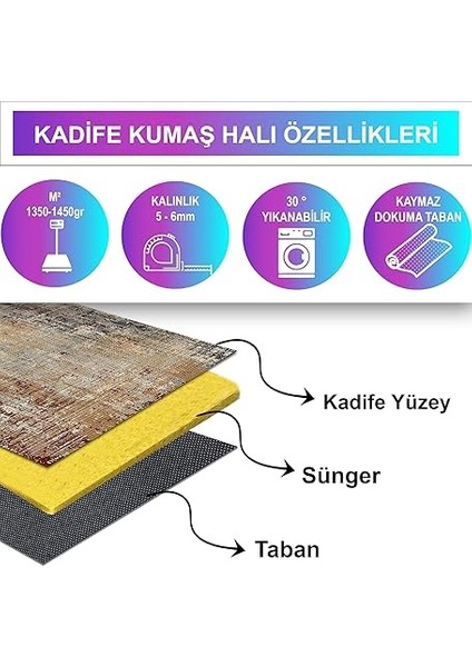 Dizayn Hagan Desenli Pamuk Tabanlı Yıkanabilen Kaydırmaz Antibakteriyel Salon Halısı 160X230 indirimleri