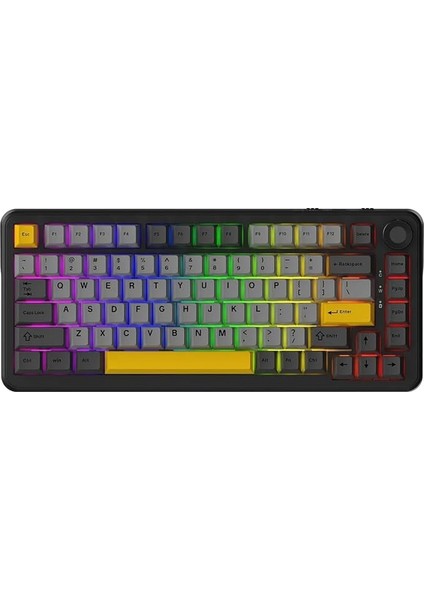 Gaming Klavye Ajazz AK820 Max Plus Daydream Switch 3 Modlu Mekanik Oyun KLAVYESI-8000 Mah Batarya Rgb - Hot Swap (AK820 Max Plus - Siyah Sarı - Daydream)