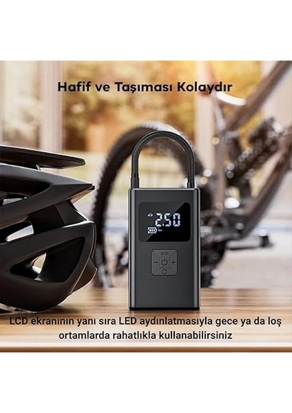 150PSİ Dijital Ekranlı Taşınabilir Şarjlı Hava Kompresörü – Araç, Motosiklet, Bisiklet Pompası fiyatları