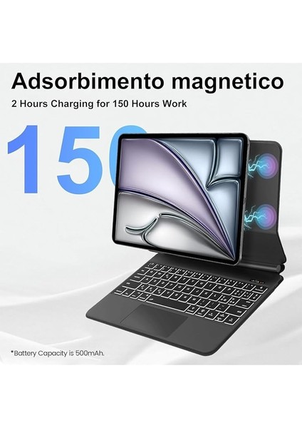 Ipad Air 13inç M3 Çipli 2025 ile Uyumlu Magic ile Uyumlu Touchpad Işıklı Klavyeli Kılıf fiyatları