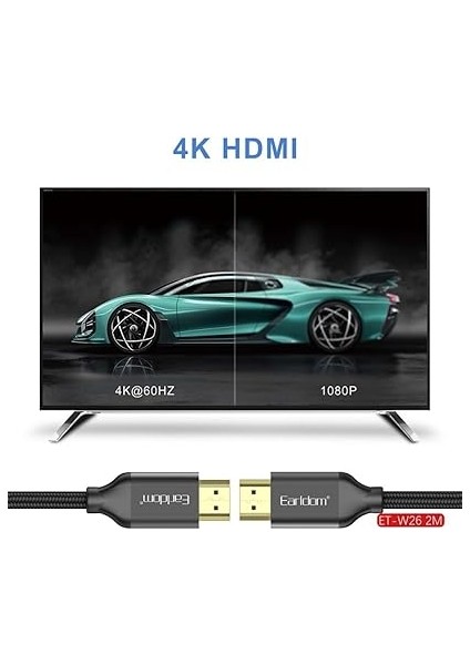 4K Ultra Hd Altın Uçlu Hasır HDMI Kablo, 2 Metre fiyatları