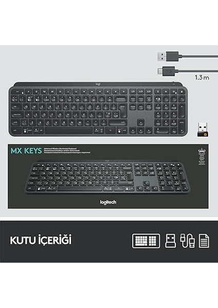 Mx Keys For Business Aydınlatmalı Tam Boyutlu Kablosuz Türkçe Q Klavye - Siyah modelleri