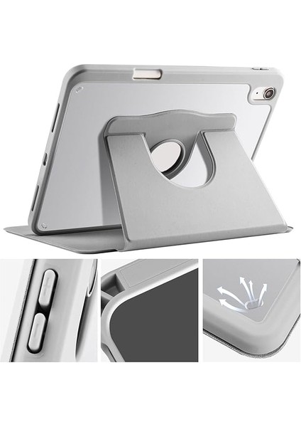 Ipad 11 Inç A16 (11.nesil) 2025 ile Uyumlu Kalem Bölmeli 360 Dönebilen Kapaklı Kılıf A3355, Gri fiyatları