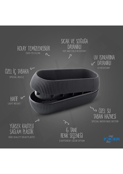 6 Parça Mercan Saksı Seti (Antrasit) modelleri