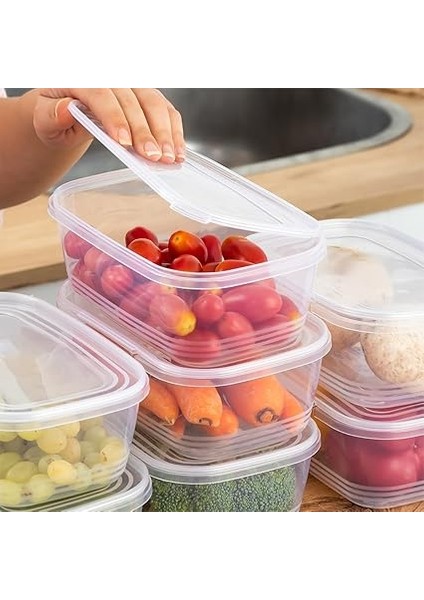 1072 30'lu Buzluk Düzenleyici Saklama Kabı Kendinden Kapaklı Derin Dondurucu Saklama Kabı 1 Lt Şeffaf modelleri