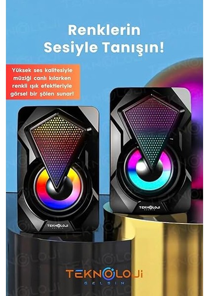 Hoparlörü LED Işıklı Rgb Laptop Pc Uyumlu 1+1 Speaker indirimleri