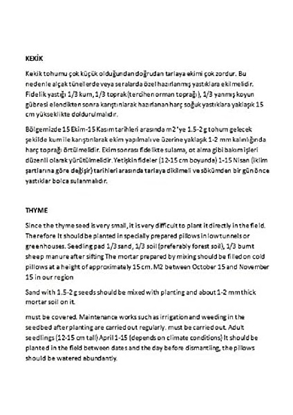 Tarım Ata Tohumu Yerli Kekik Tohumu Yaklaşık 1 gr Tohum fiyatları