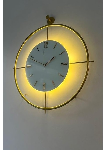 Kristal 60 cm Gold - Pilli LED (3ADET Pil ile Geldmektedir) - Metal Duvar Saati indirimleri