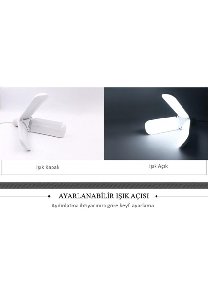 Geldi Pervane LED Ampul 3 Kollu Katlanabilir 40W 6500K Beyaz Işık Yaprak LED Ampul indirimleri