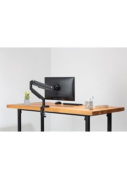 Monitör Tutucusu - Kelepçe & Gaz Basınçlı Yay - 1 Monitör - 32 Inçe Kadar - Vesa 75X75, 100X100 - Siyah indirimleri