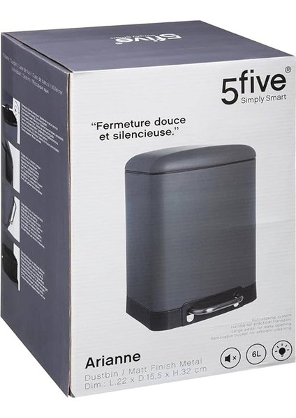 5 Five Ariane Antrasit Gri 6 Litre, Çöp Kovası fiyatları