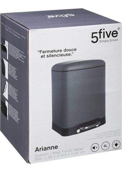 5 Five Ariane Antrasit Gri 6 Litre, Çöp Kovası modelleri