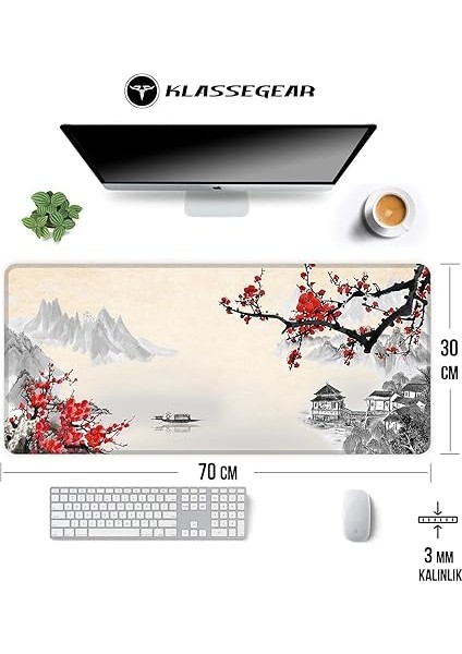 Pro - 5 Farklı Model Dikişli Kenar 70X30 cm Oyuncu Gaming Mouse Pad (Cherry Blossom) fiyatları