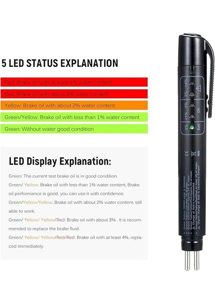 Fren Hidroliği Sıvı Test Kalem Otomatik Fren Yağı Nem Analiz 5 LED Göstergeleri ile Dot3 Için Dot4 Dot5 fırsatları