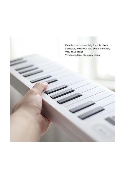 -Keyler Katlanır Piyano Klavye, Hafif Ses, Ekolojik Plastik, 61 -Key Taşınabilir Klavye, Kompakt, Aşınma Dayanıklı, Profesyonel, Yumuşaktan Uygulama fırsatları