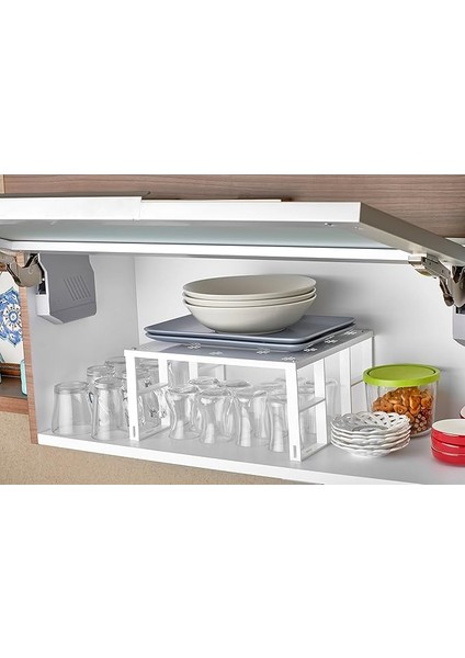 Dolap Içi Raf Düzenleyici - Beyaz Metal Dolap Içi Raf, Gıda Kiler Organizasyon ve Depolama Rafları, Beyaz