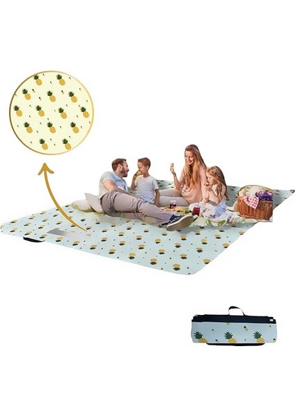 Plaj Havlusu, Piknik Örtüsü, Plaj Matı, Çantalı Plaj Hasırı,kamp Battaniyesi, Kamp Matı, Katlanabilir, Hafif, Su Geçirmez, Kum Geçirmez(Ananaslı) modelleri