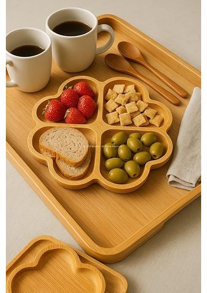 Bambu Sunum Tabağı Çerezlik Doğal Ahşap Şık ve Dayanıklı Sunumluk (Yonca) indirimleri